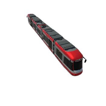 Low Poly Tram 5 Mesh separated